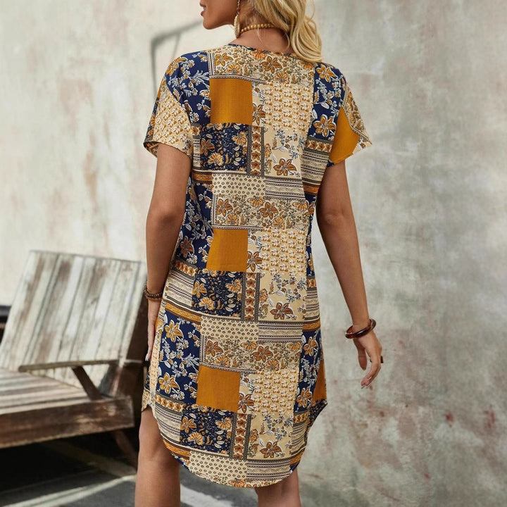 Dame Bohemian Patchwork Tunika Kjole Stilla