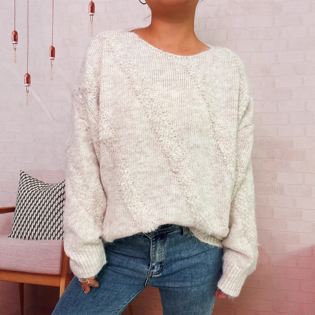 Kvinders hyggelige sweater med diagonal strukturoverdesign Stilla