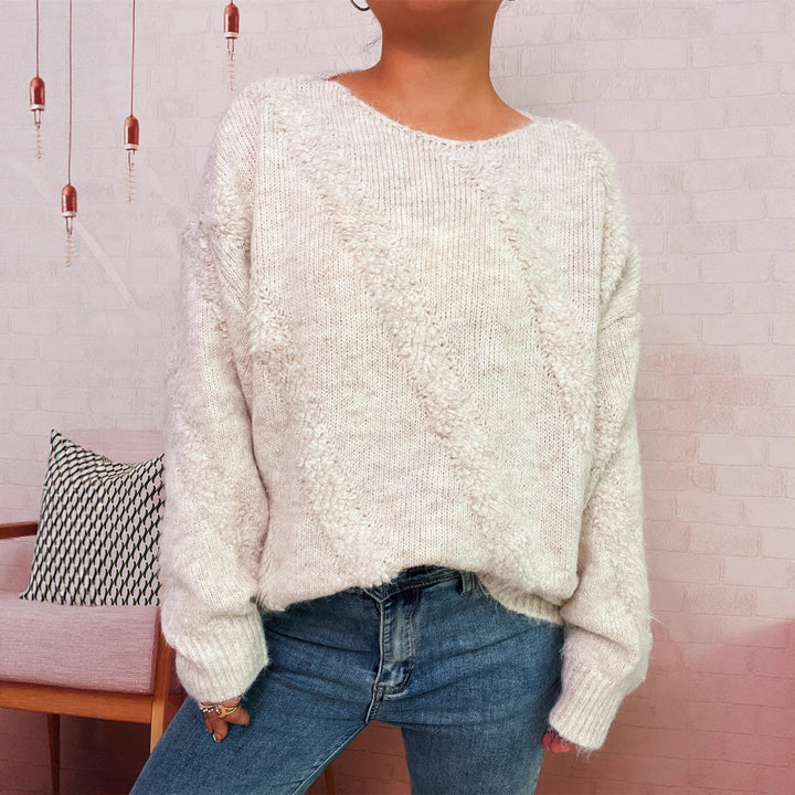 Kvinders hyggelige sweater med diagonal strukturoverdesign Stilla