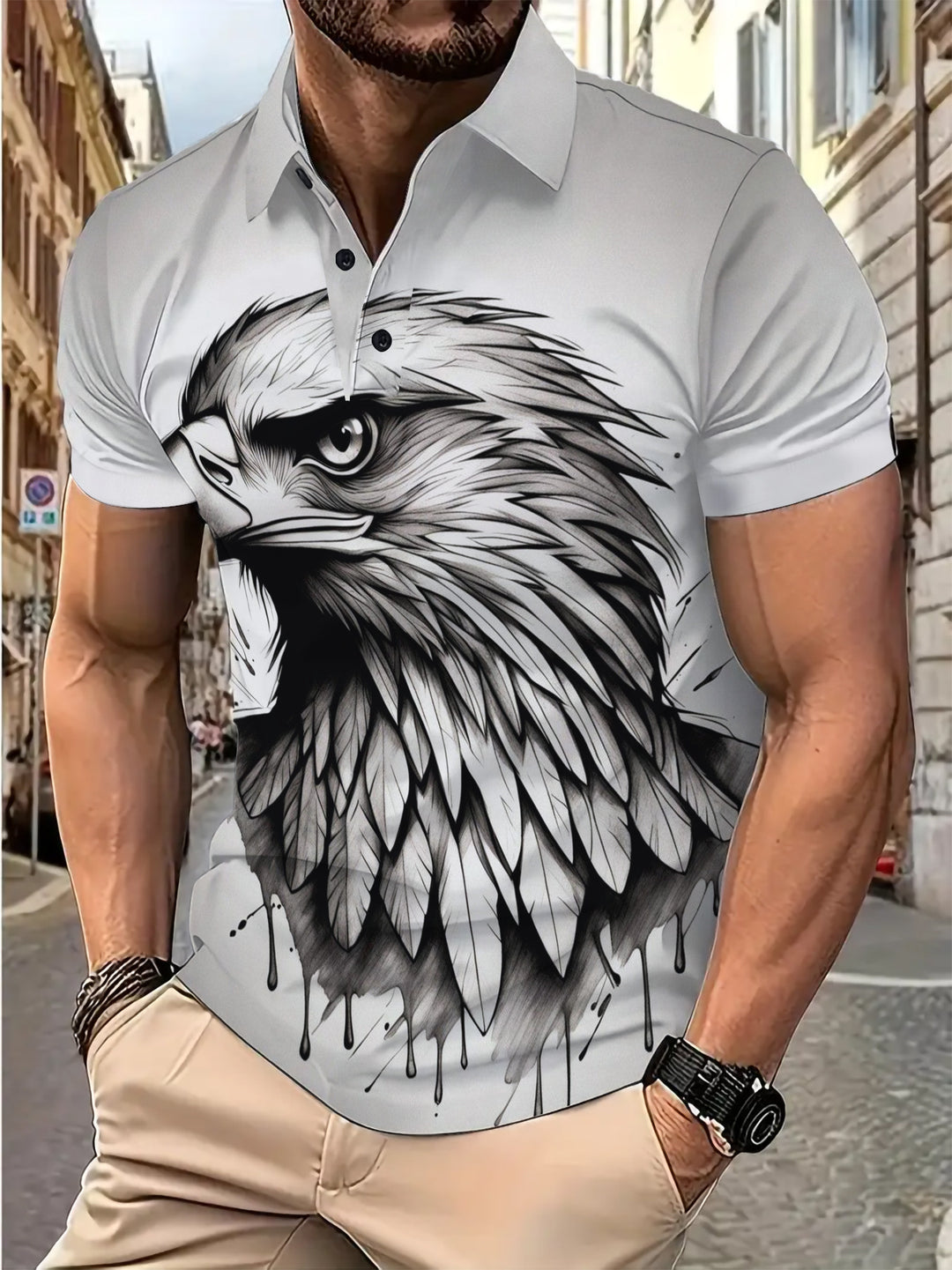 Herre T-shirt med unikt ørnedesign Stilla