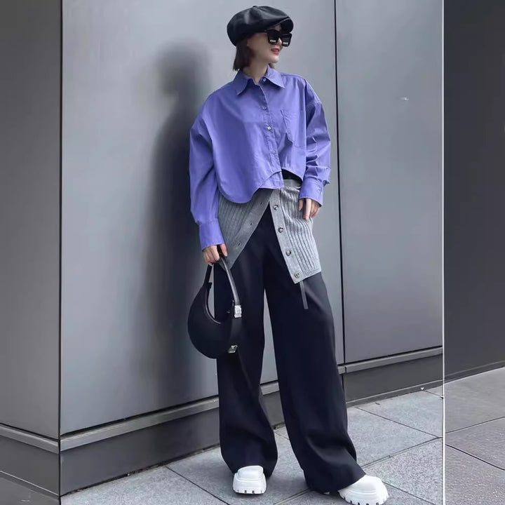 Kvindernes fashionable cropped bluse med oversized fit Stilla