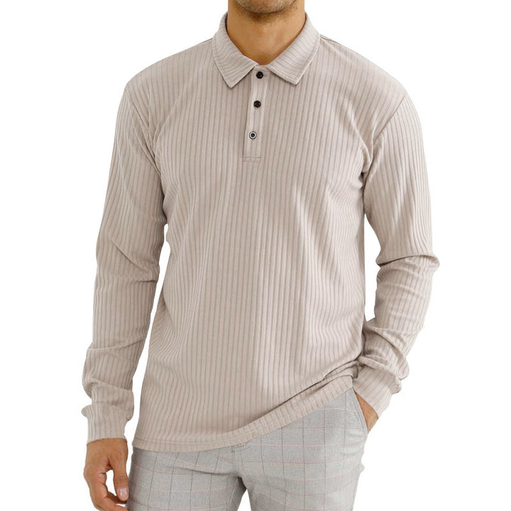 Herrer Langærmet Poloshirt med struktureret overflade og moderne krave Stilla