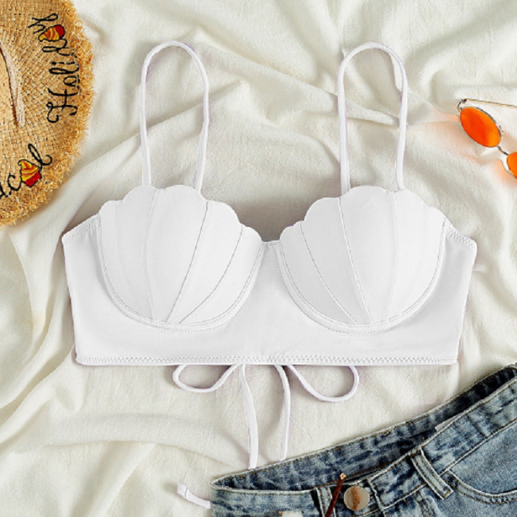 Dame Cropped Bikini-top med musling-designet Skovae