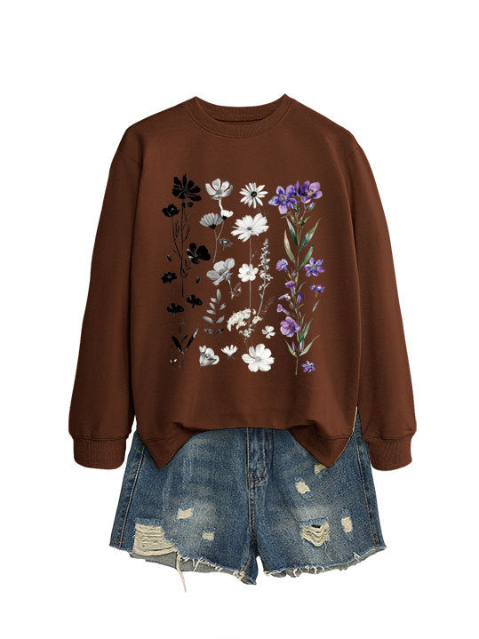 Kvinders sweatshirt med blomster grafikdesign og blødt inderfor Stilla
