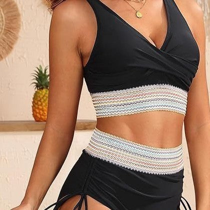 Dame bikini sæt med indpakningsoberdel og højtaljede shorts Stilla