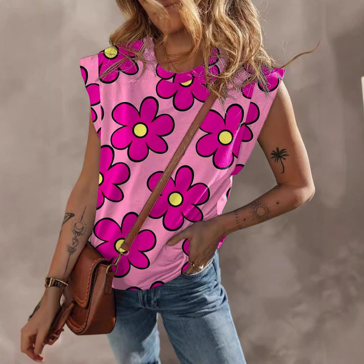Dame trendy T-shirt med iøjnefaldende blomsterdesign og store størrelser Stilla