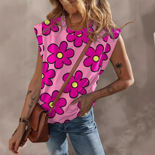 Dame trendy T-shirt med iøjnefaldende blomsterdesign og store størrelser Stilla