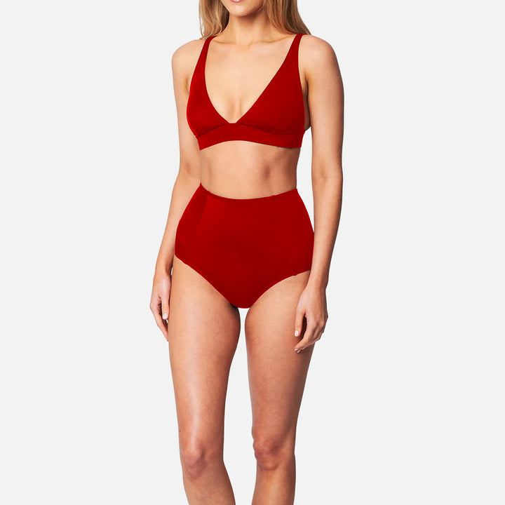 Damer højt skåret bikini med flattering design Skovae