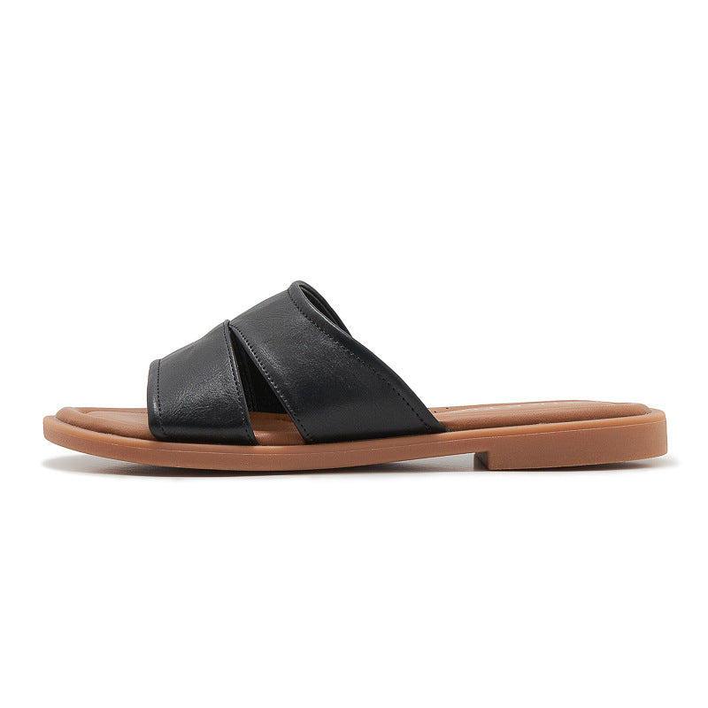 Dame mode slippers med krydsede remme Stilla