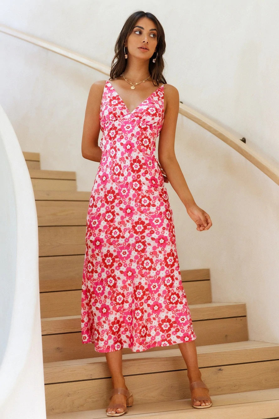 Dame Floral Print Maxi Kjole Stilla