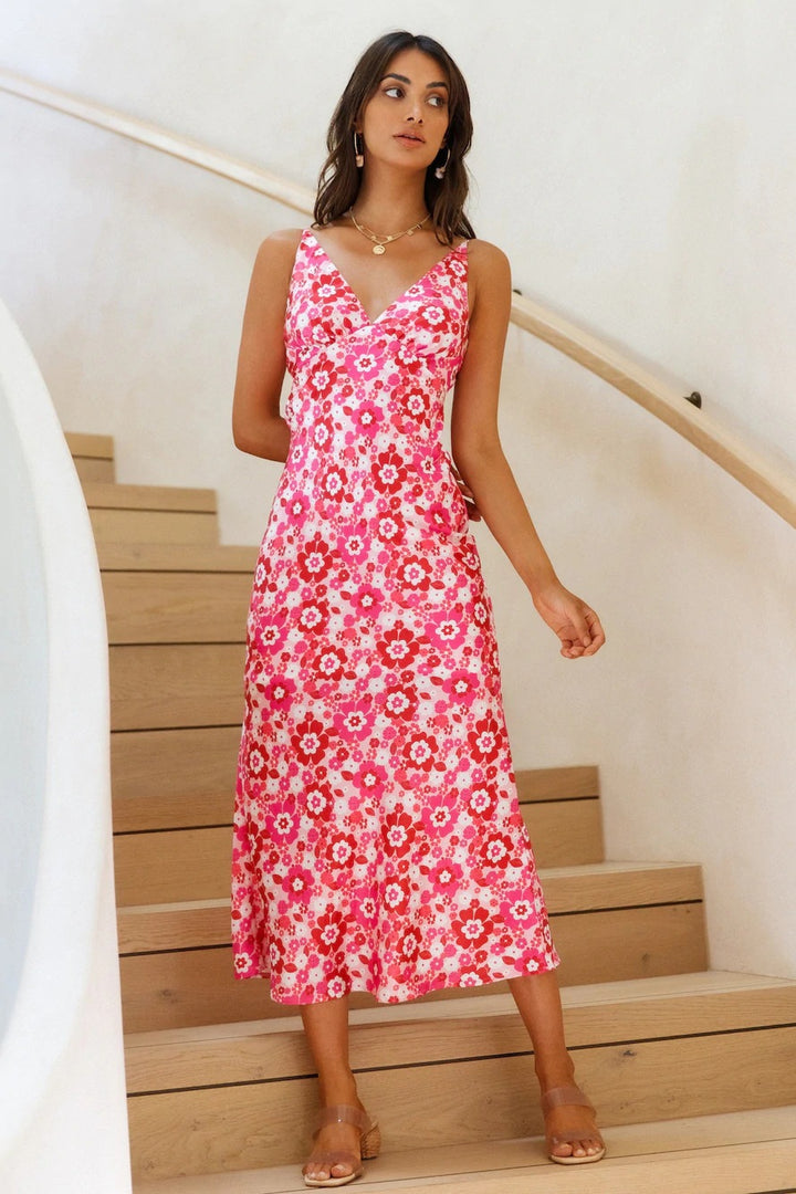 Dame Floral Print Maxi Kjole Stilla