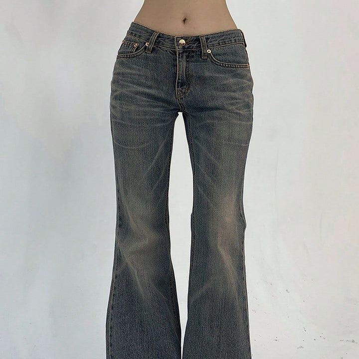 Dame Flared Jeans med høj talje og let Used-Look Stilla