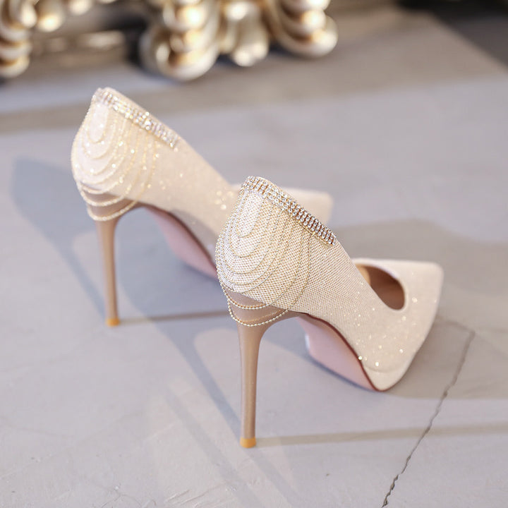 Damer High-Heel Pumps med funklende strassdetaljer og elegant design Stilla