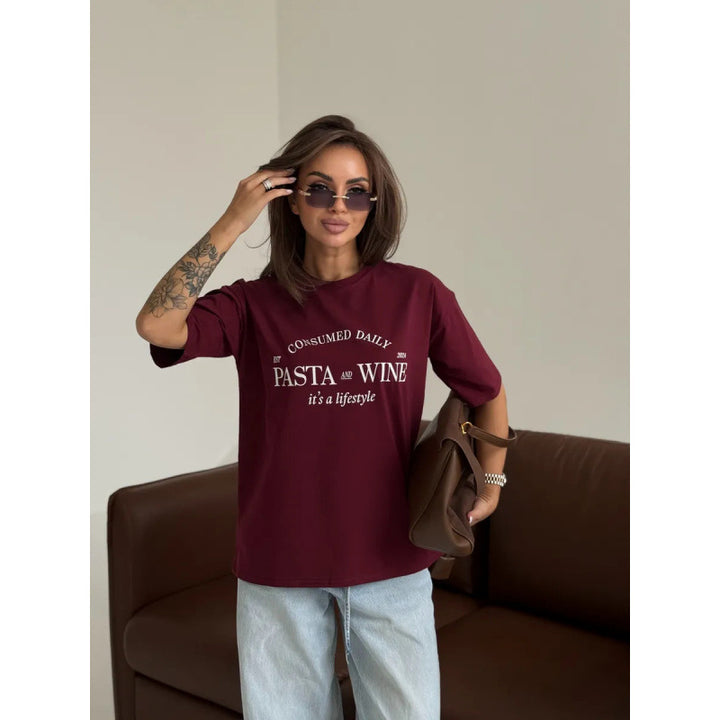 Dame T-shirt med inspirerende livsstilstryk og løs pasform Stilla