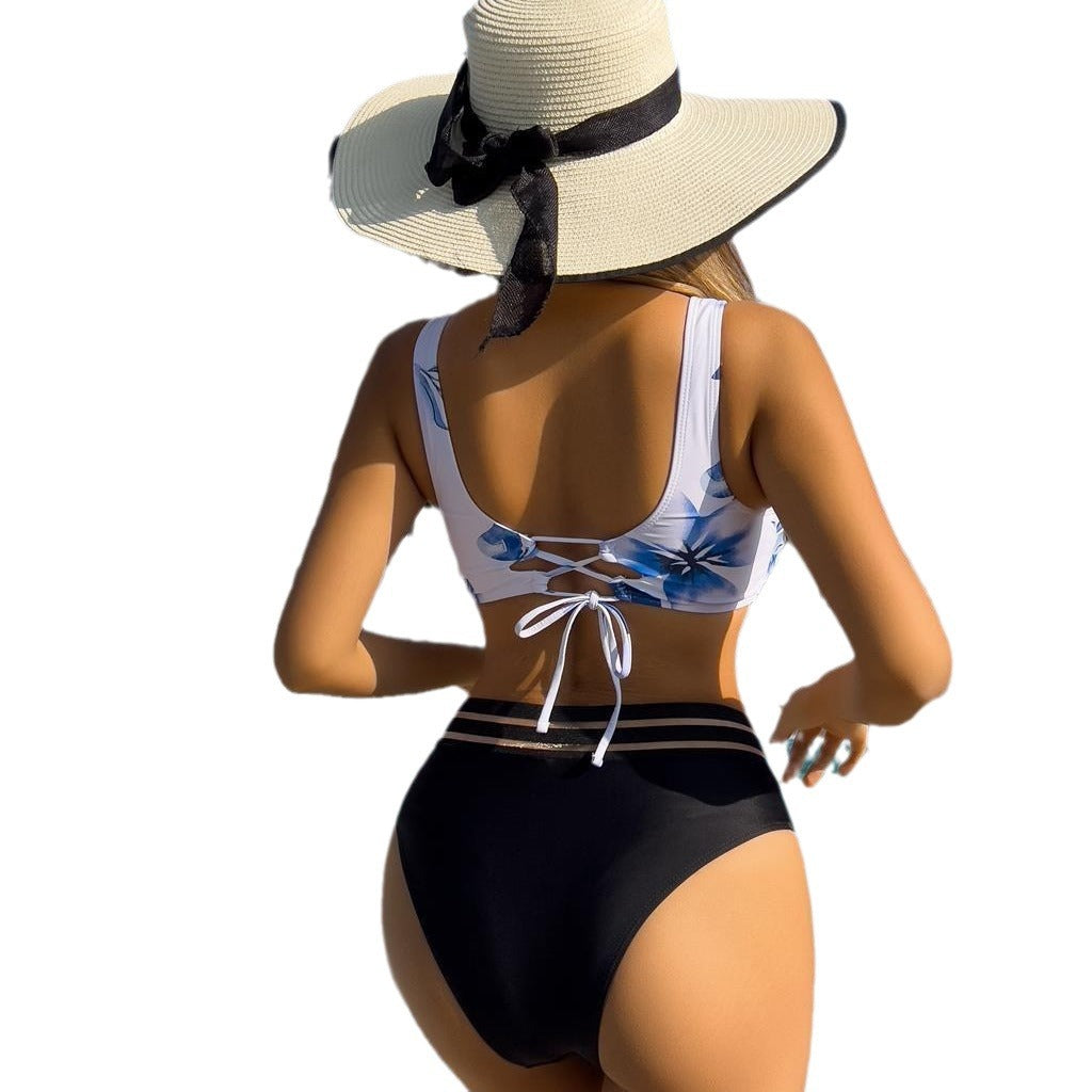 Dame Høj skåret Bikini-sæt med blomstermønster og justerbar top Stilla