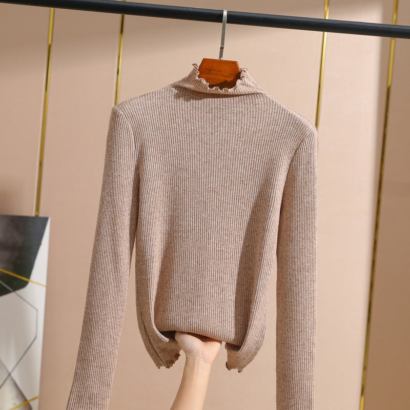 Dame rullekrave sweater med fin ribstruktur og elegante afslutninger Stilla