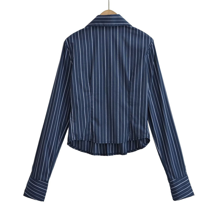 Dame figursyet ternet skjorte med elegante draperingsdetaljer Stilla