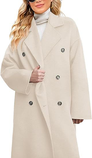 Dame elegant trenchcoat med dobbelt knappelukning og rummelig skæring Stilla