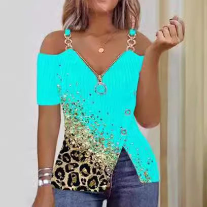 Dame Off-Shoulder Top med maritimt design og dekorative knapper Stilla