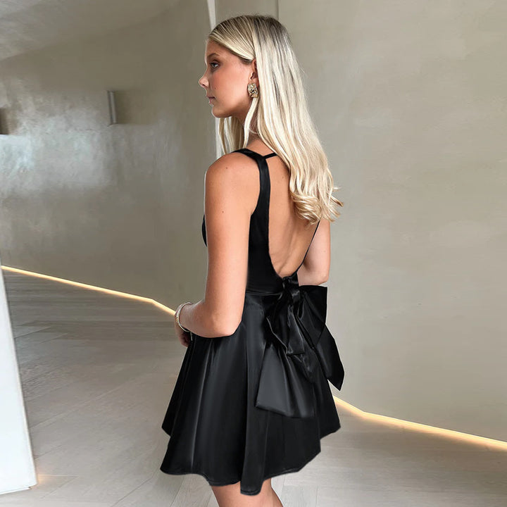 Dame Satin Fit-and-Flare Kjole Stilla