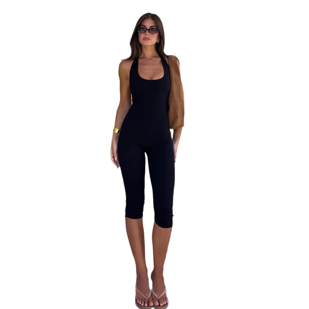 Dame Langærmet Jumpsuit med dyb udskæring og tætsiddende design Skovae