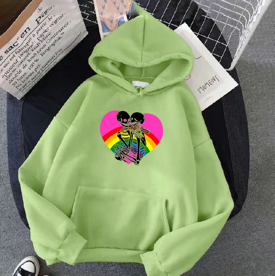 Dame hoodie med farverigt kærligheds motiv Skovae