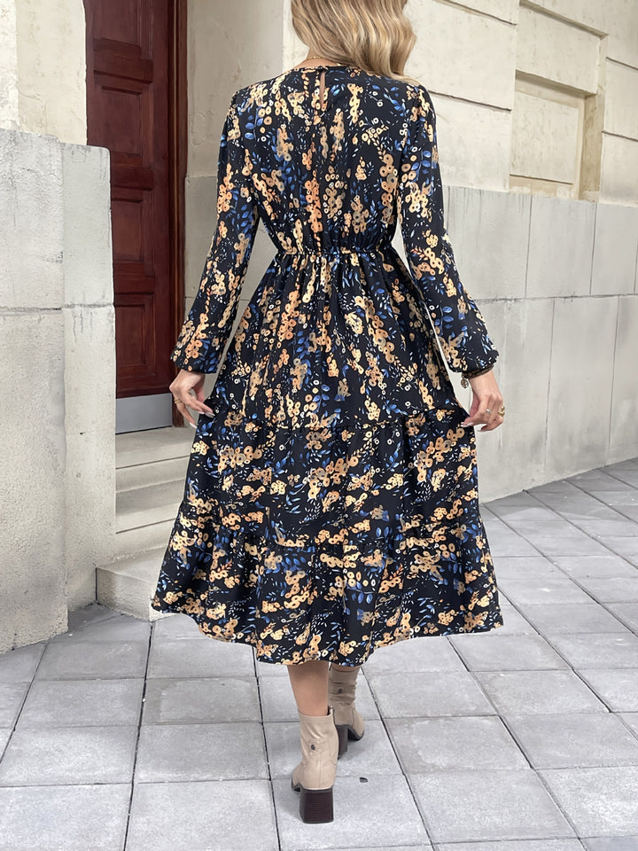 Dame Boho-stil maxikjole med blomsterprint og flæsedetaljer Stilla