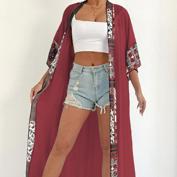 Kvinde Floral Prydet Kimono Stil Cover-Up Stilla