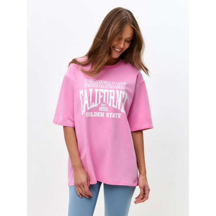 Dame Grafik T-shirt med iøjnefaldende California-print og afslappet snit Stilla