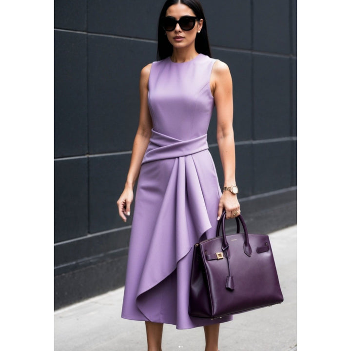 Dame Elegant Asymmetrisk Midi-Kjole Stilla