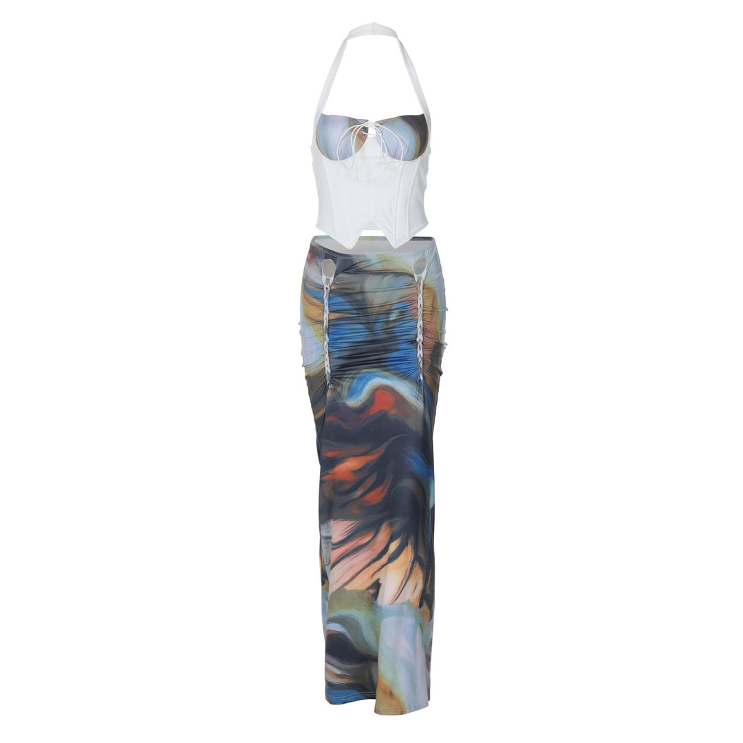 Dame Maxi-kjole med raffineret drapering design og glitrende effekt Stilla