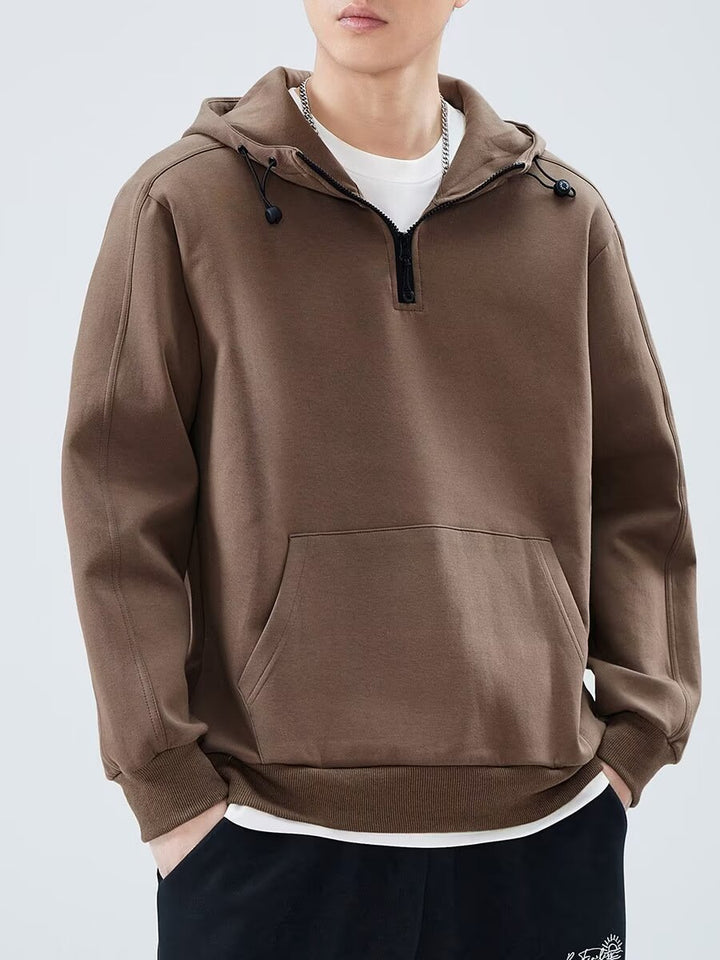 Herrer høj kvalitet hættepullover med moderne ståkrave og praktisk lynlås Stilla