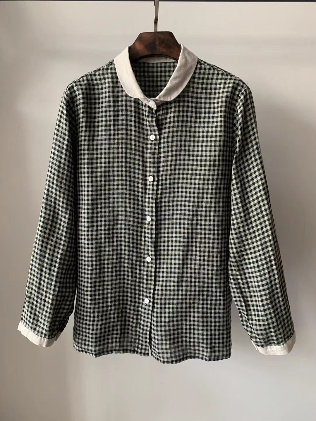 Femme Klassisk Ternet Button-Up Skjorte Stilla