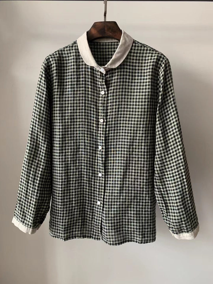 Femme Klassisk Ternet Button-Up Skjorte Stilla