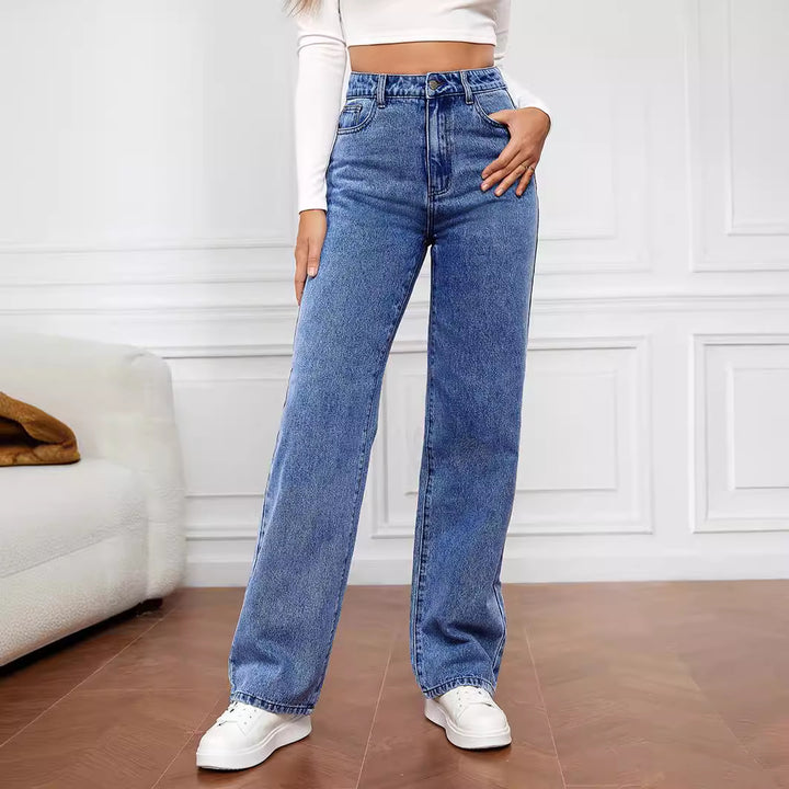 Damejeans med høj talje og brede ben Skovae
