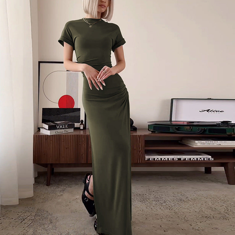 Dame Maxi-kjole med elegant flæse-design og figursyet silhuet Stilla