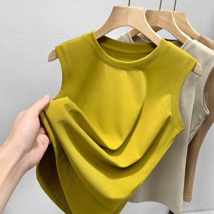 Dame ærmeløs top med elegant draperingsdesign Stilla