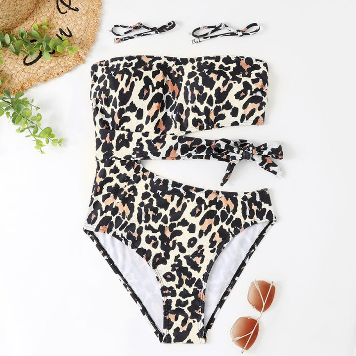 Damer Bandeau Bikini med asymmetrisk snit og moderigtigt dyreprint Skovae