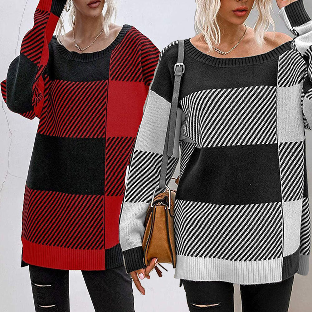 Damer Oversized Pullover med geometrisk mønster og afslappet snit Stilla