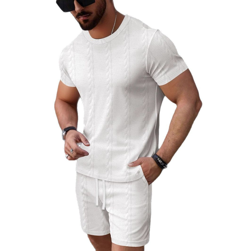 Herre casual kortærmet T-shirt og shorts sæt med struktureret design Stilla