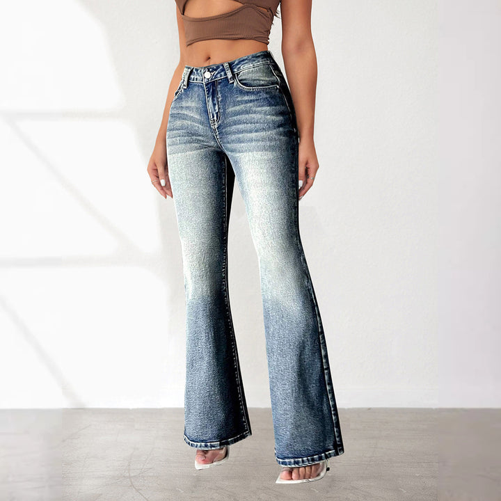 Dame Flared Jeans med høj talje og iøjnefaldende design Stilla