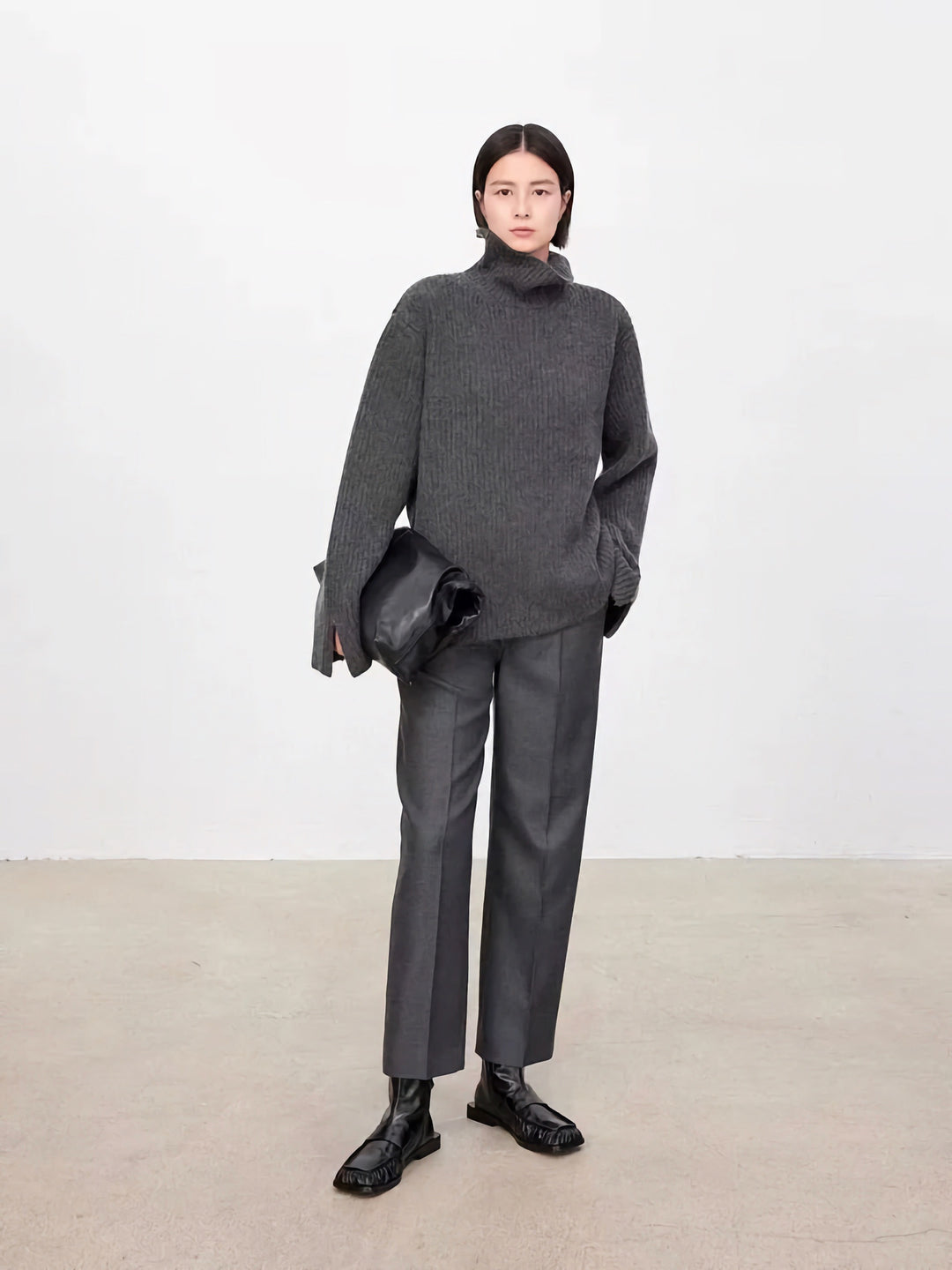Dame Oversized Strik Sweater med Høj Krave Stilla