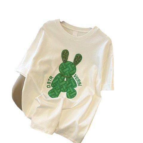 Dame T-shirt med glamorøst bjørnemotiv og fine glimmer-applikationer Stilla