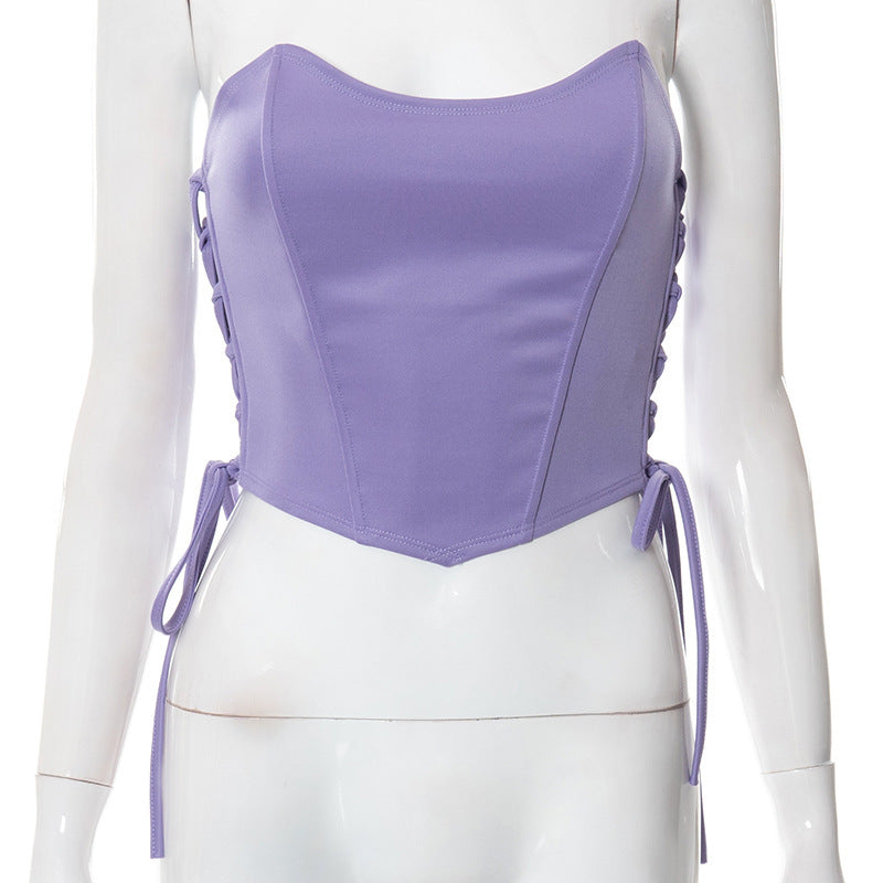 Dame Crop Top med elegant snøre design Stilla
