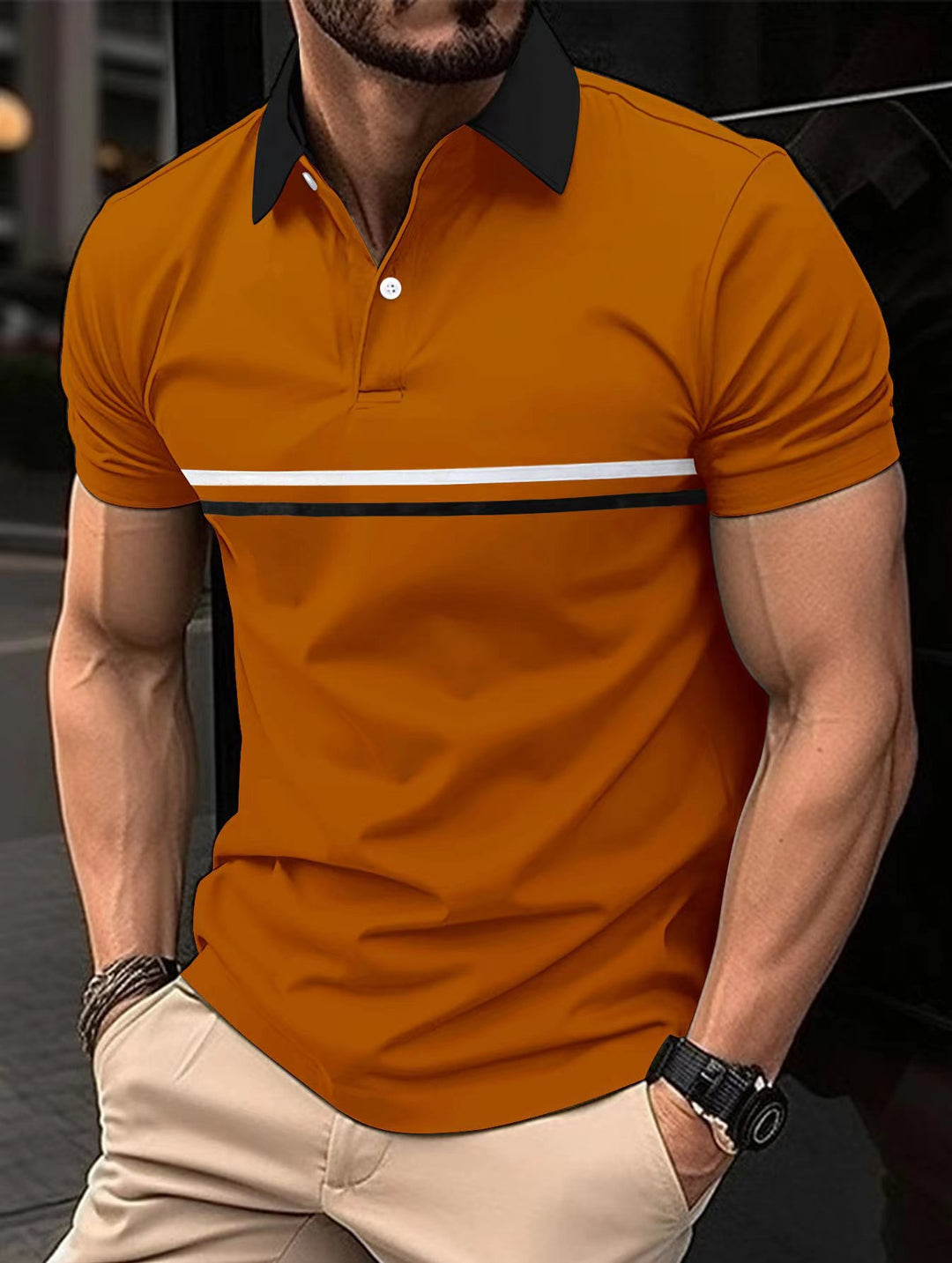 Herre polo shirt med moderne farveblokdesign og høj kvalitetsstofteknologi Stilla