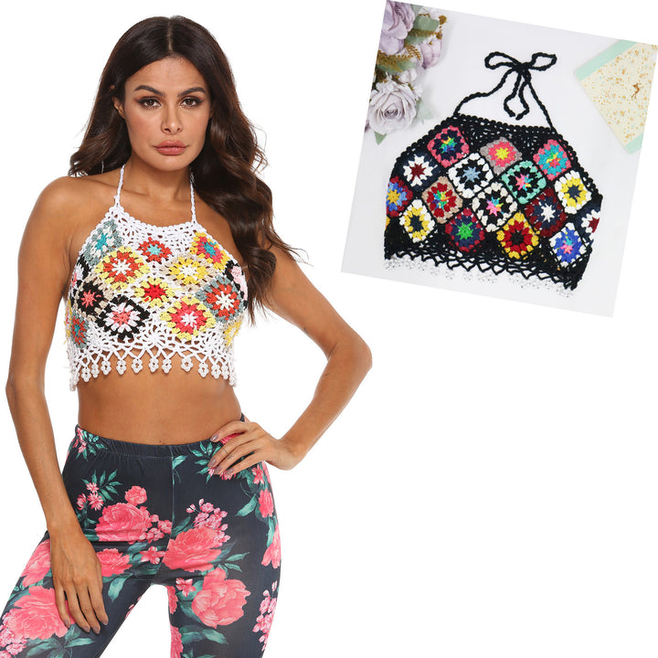 Dame Hækle-Halter-Crop-Top Stilla 1750920246
