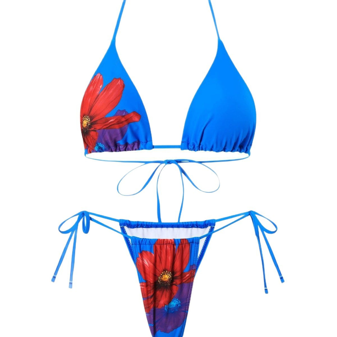 Dame bikini sæt med blomsteret indpakningsskørt og justerbare stropper Stilla