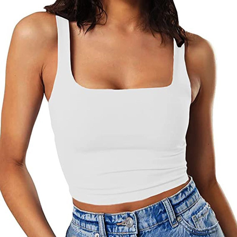 Dame Crop-Top med firkantet udskæring og smal pasform Skovae