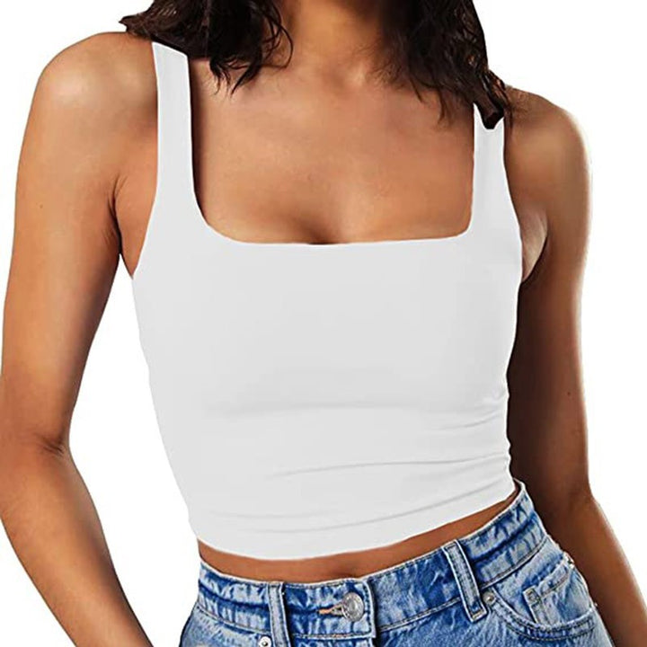 Dame Crop-Top med firkantet udskæring og smal pasform Skovae