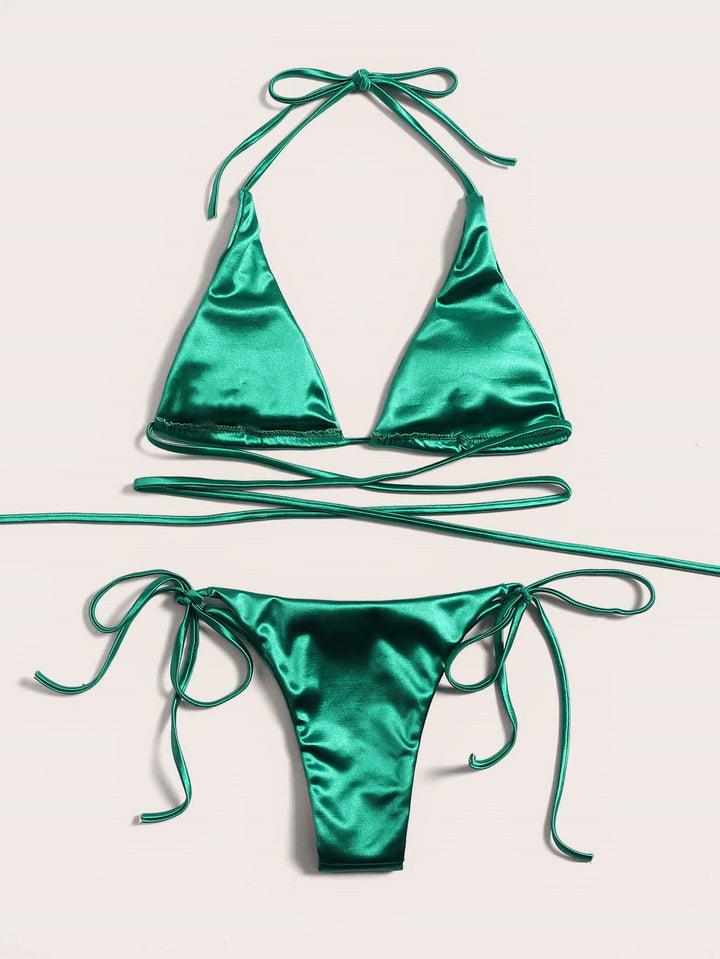 Dame Triangel-Bikini med forførende satin-finish Skovae